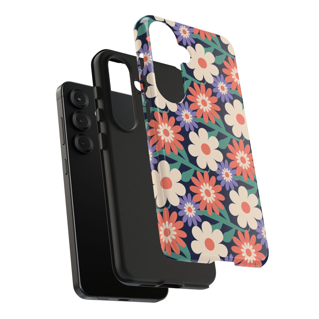 Floral Tough Phone Case — Retro Daisies Protective Phone Cover