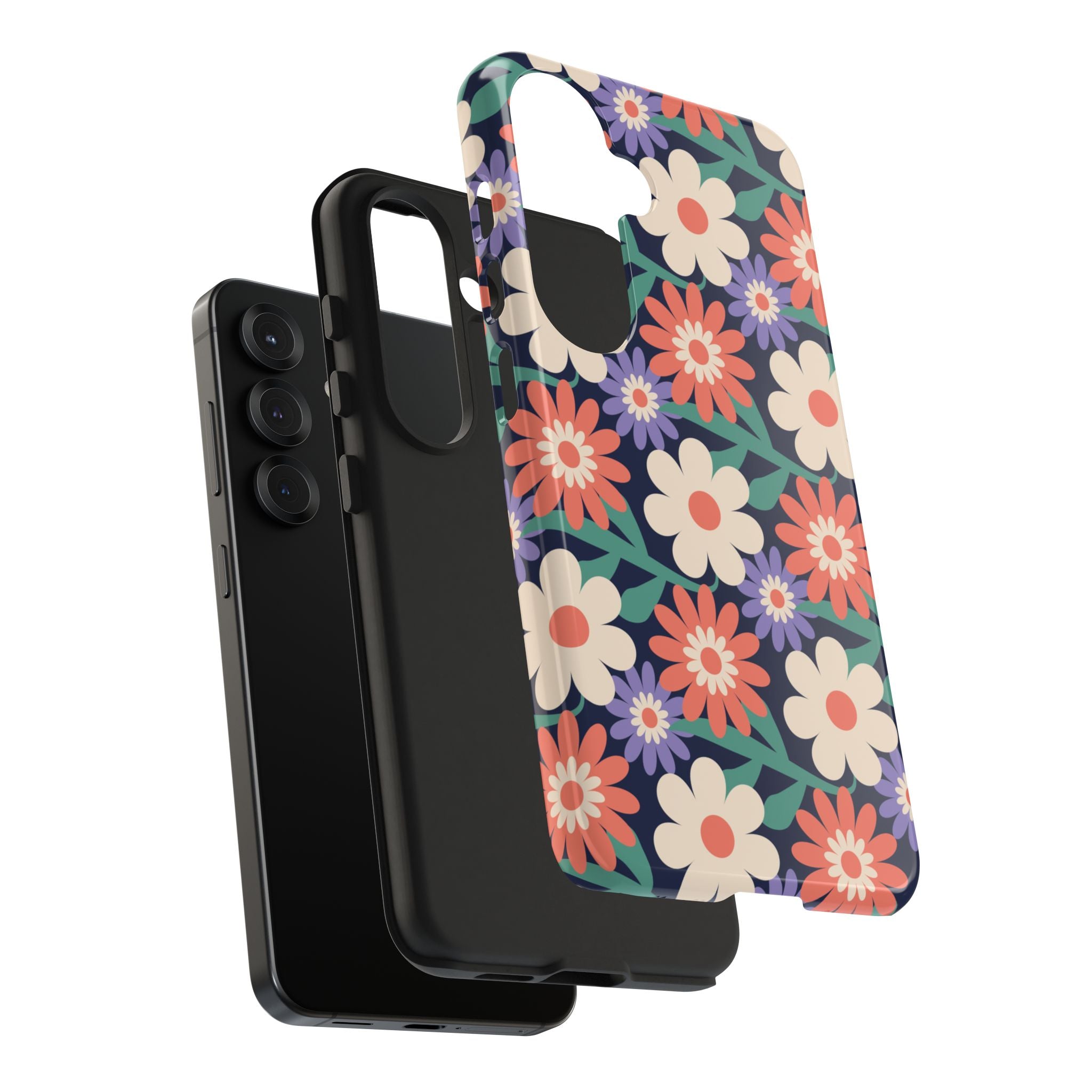 Floral Tough Phone Case — Retro Daisies Protective Phone Cover