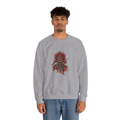Crewneck Sweatshirt — Red Demon Guardian Graphic
