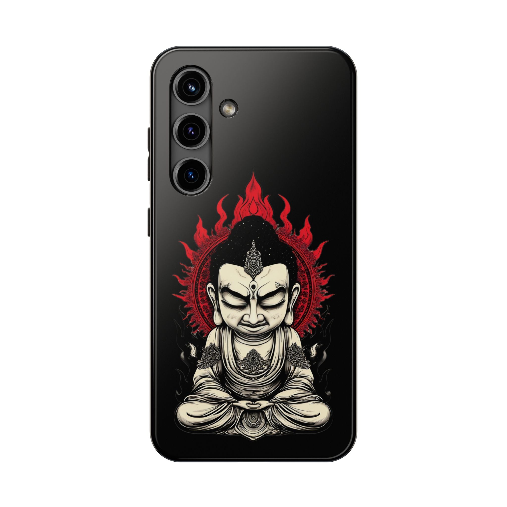 Meditative Buddha Tough Phone Case — Red Flame Zen Protection