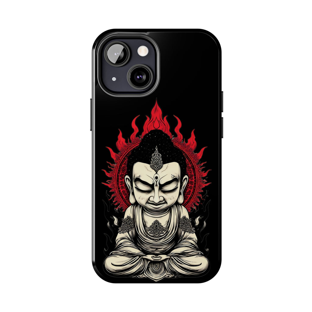 Meditative Buddha Tough Phone Case — Red Flame Zen Protection
