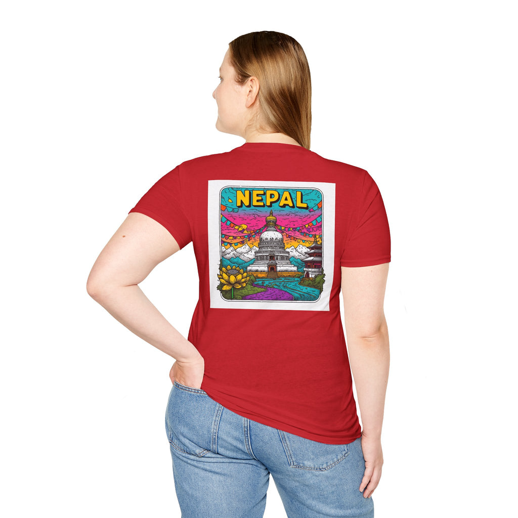 Nepal Graphic T-Shirt — Colorful Stupa Travel Tee