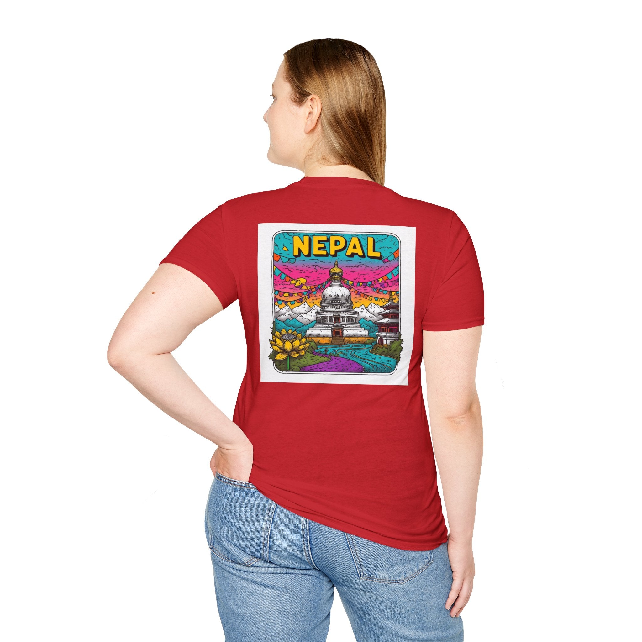 Nepal Graphic T-Shirt — Colorful Stupa Travel Tee