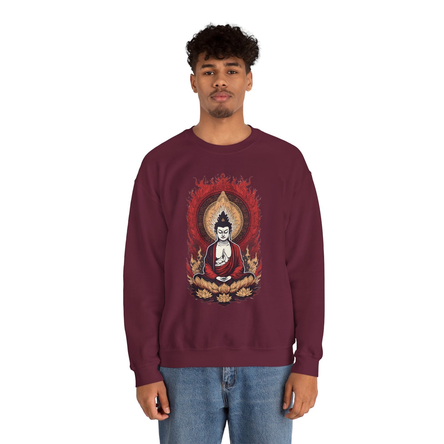 Buddha Lotus Flame Crewneck Sweatshirt