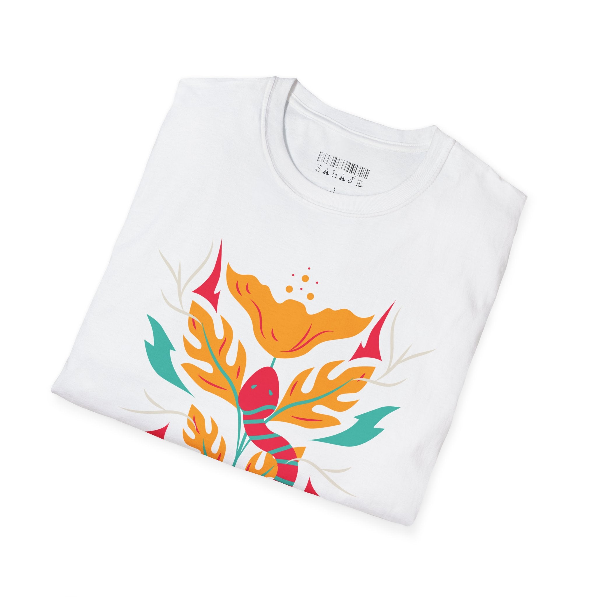 Sahaje Floral Snake Graphic T‑Shirt — Colorful Botanical Serpent Tee