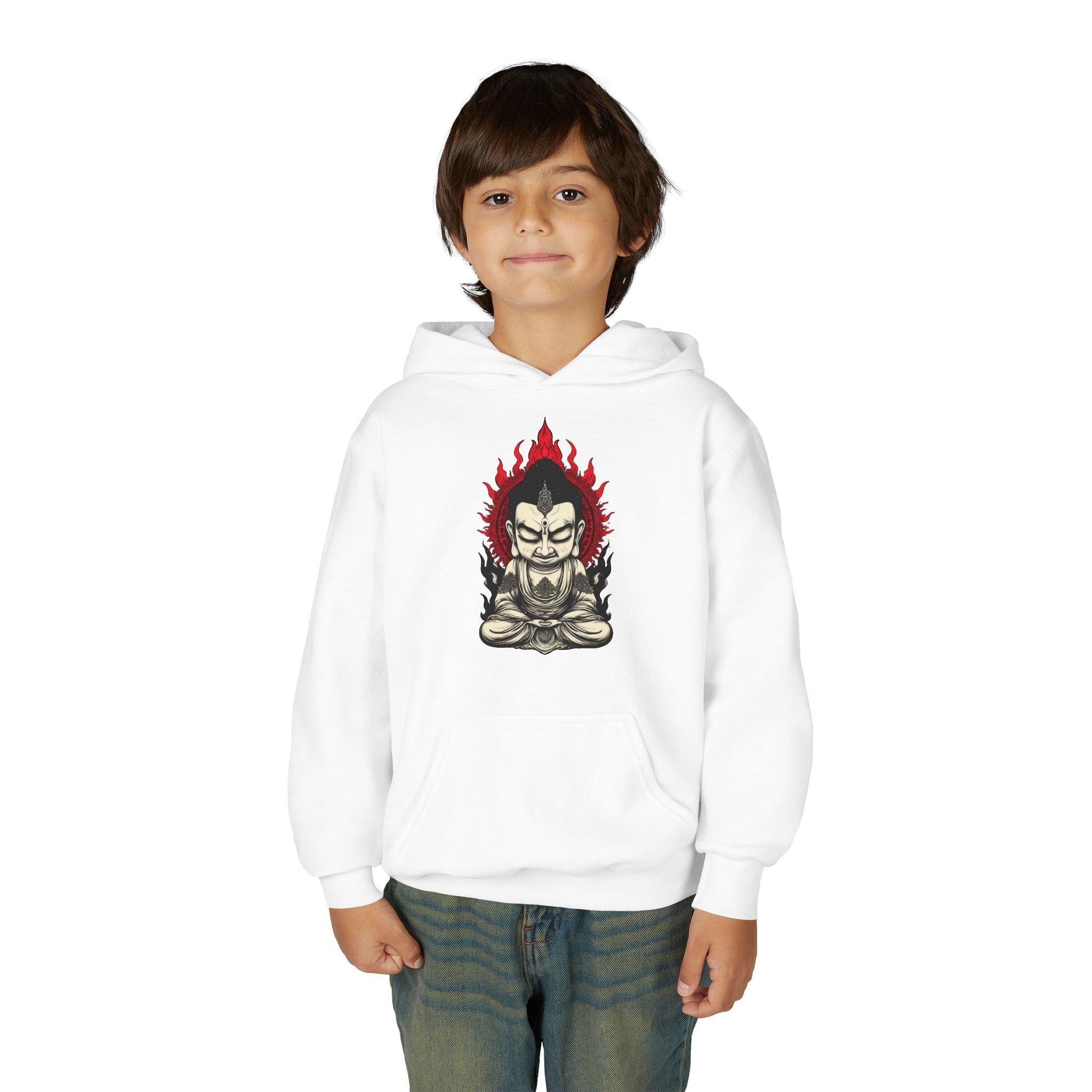 Youth Hoodie — Flaming Meditating Demon Graphic