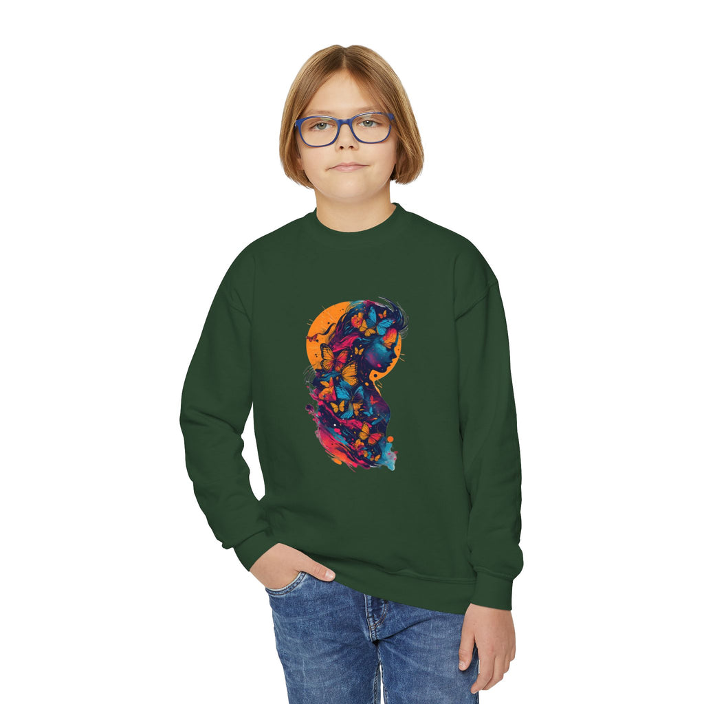 Youth Sweatshirt — Colorful Astronaut Silhouette Crewneck