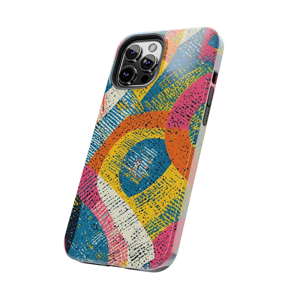 Bold Retro Abstract Tough Phone Case — Colorful Geometric Protective Cover