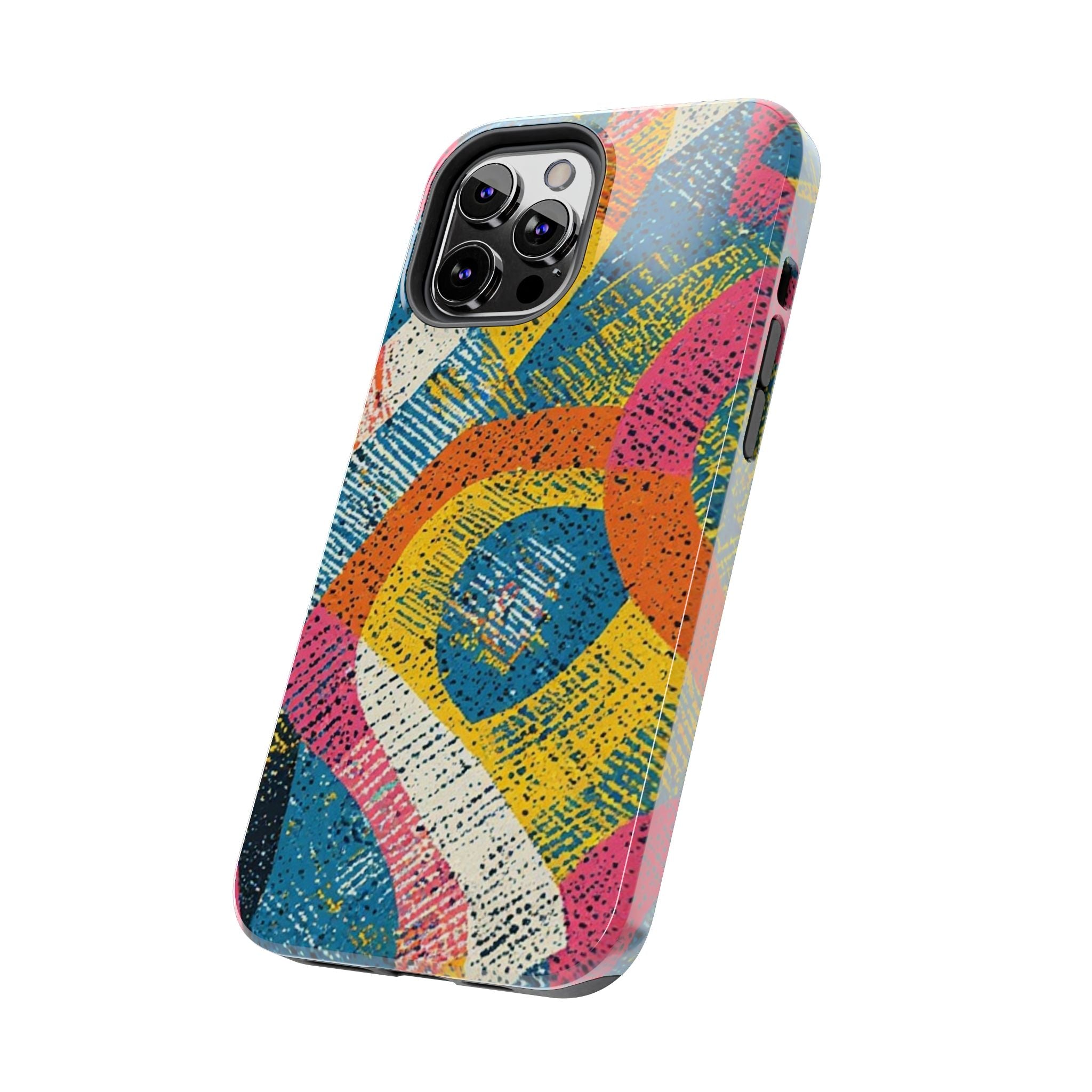 Bold Retro Abstract Tough Phone Case — Colorful Geometric Protective Cover