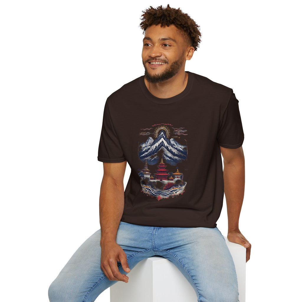 Asian Landscape T-Shirt — Mountain Pagoda Scenic Tee