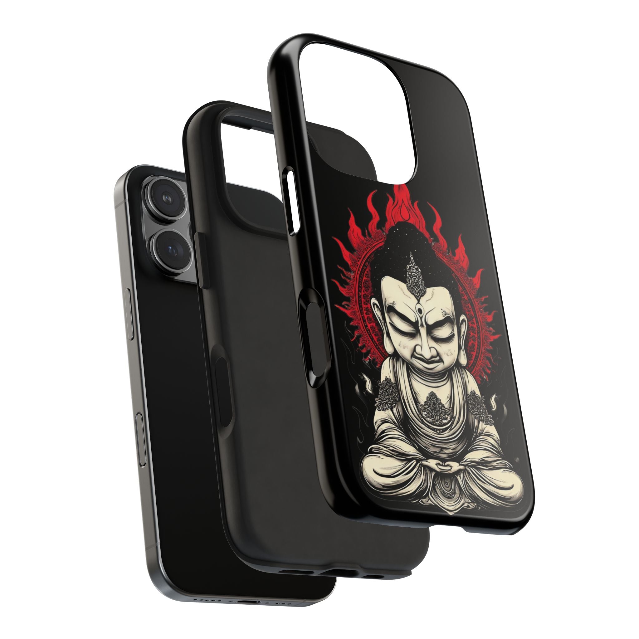Meditative Buddha Tough Phone Case — Red Flame Zen Protection