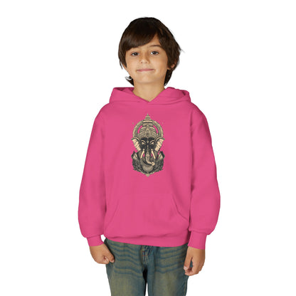 Youth Hoodie — Majestic Ganesha Elephant Art Graphic