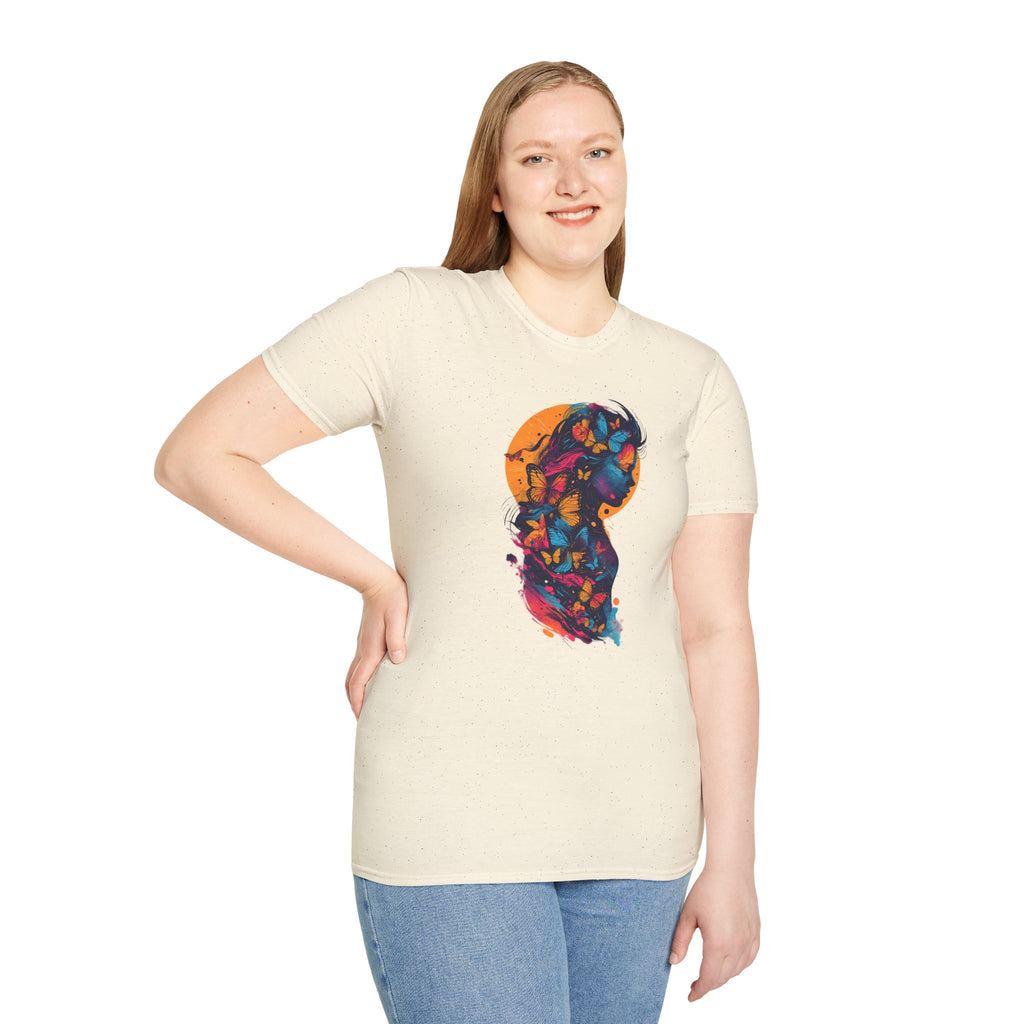 Butterfly Silhouette T-Shirt — Colorful Floral Profile Tee