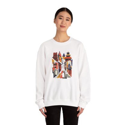 Crewneck Sweatshirt — Abstract Cityscape Graphic (Colorful Architectural Illustration)