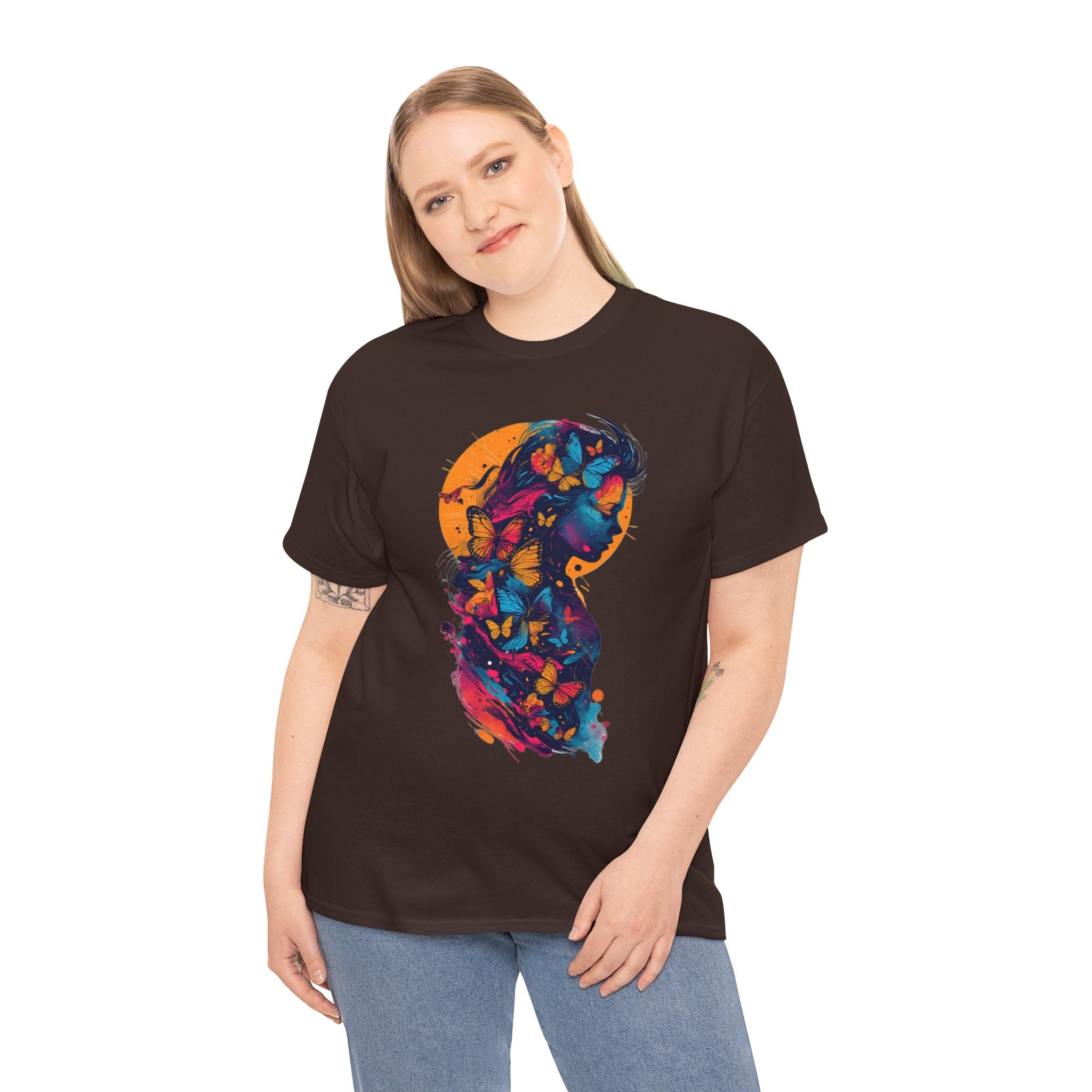 Butterfly Silhouette Graphic Tee — Colorful Maternity Profile Design