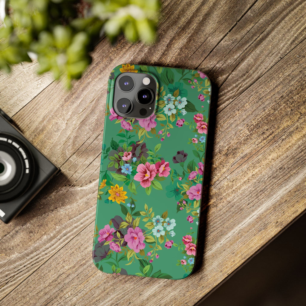 Floral Slim Phone Case - Cute Botanical Design, Gift for Spring, Nature Lovers, Customizable Phone Cover, Trendy Accessories, Flower Power