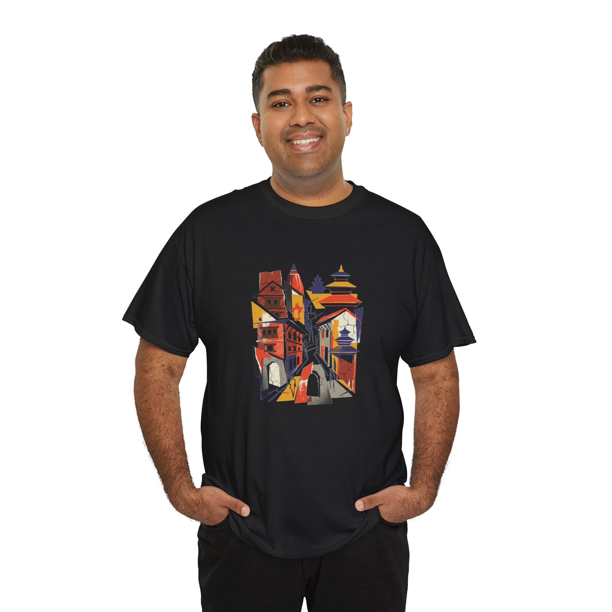 Cityscape Abstract Tee — Colorful Urban Architecture Graphic T‑Shirt