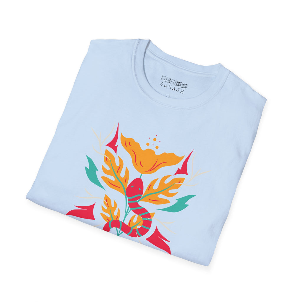 Sahaje Floral Snake Graphic T-Shirt