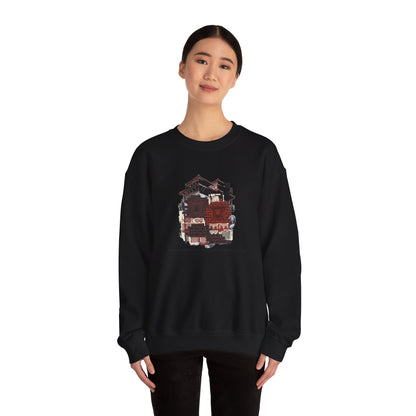 Crewneck Sweatshirt — Cozy Vintage Cabin Illustration with Quote