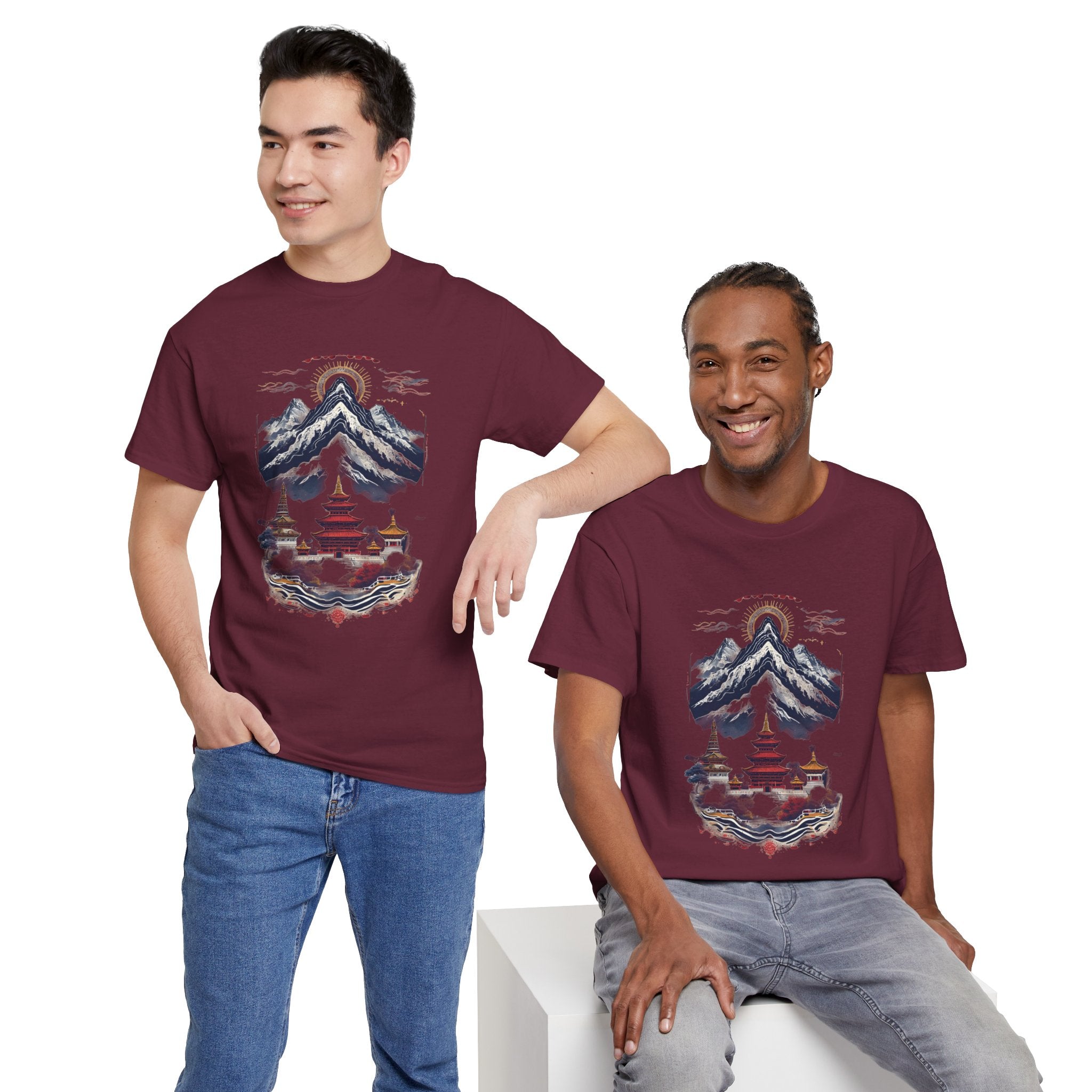 Japanese Mountain Pagoda T-Shirt — Zen Temple Landscape Tee