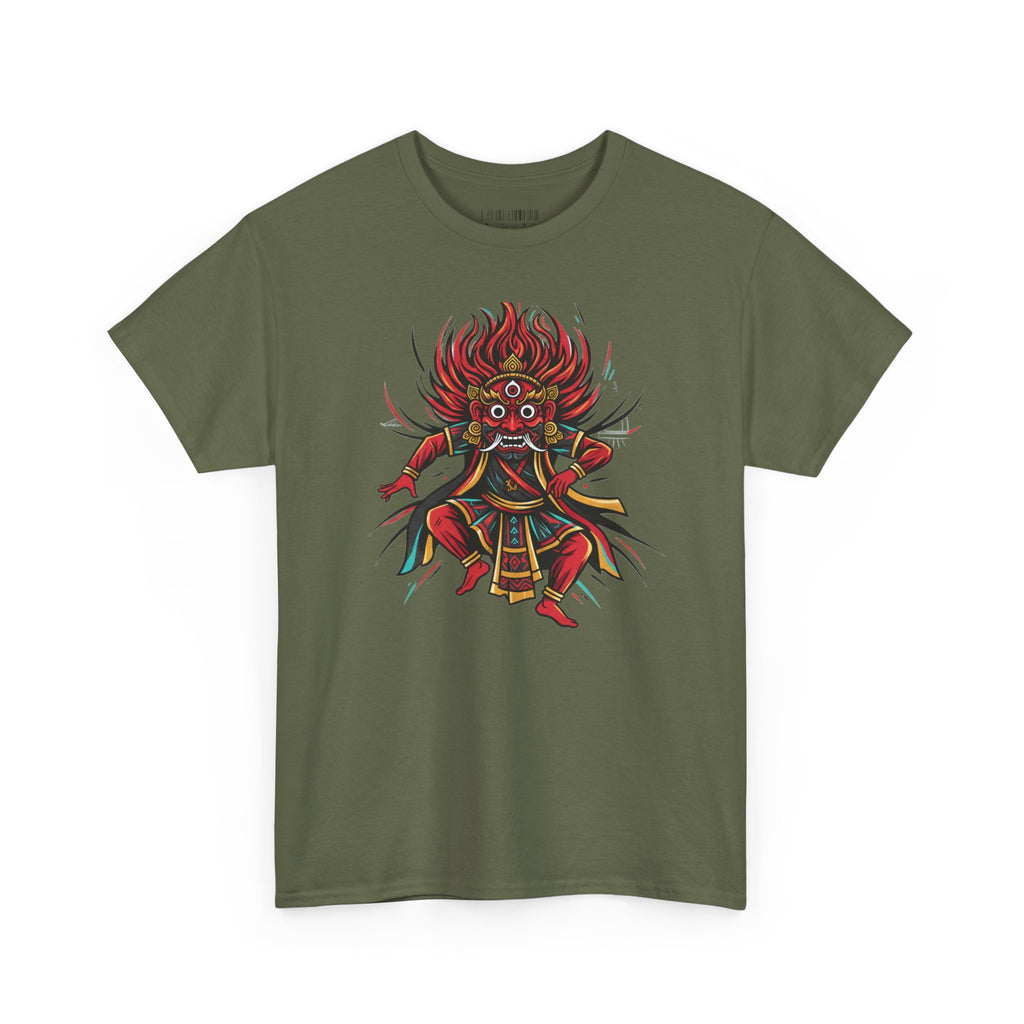T-Shirt — Fierce Red Oni Demon Graphic Tee (Mythic Japanese Mask Design)