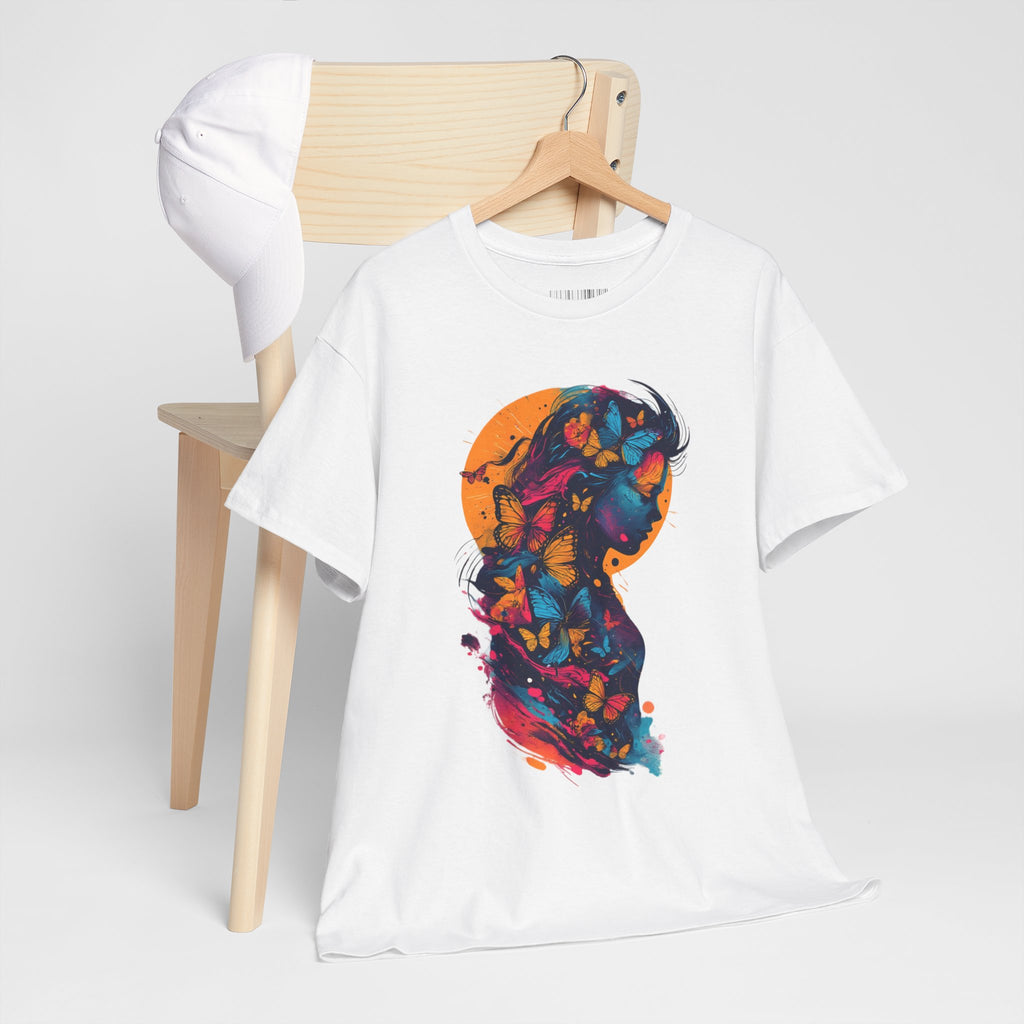 Butterfly Silhouette Graphic Tee — Colorful Maternity Profile Design