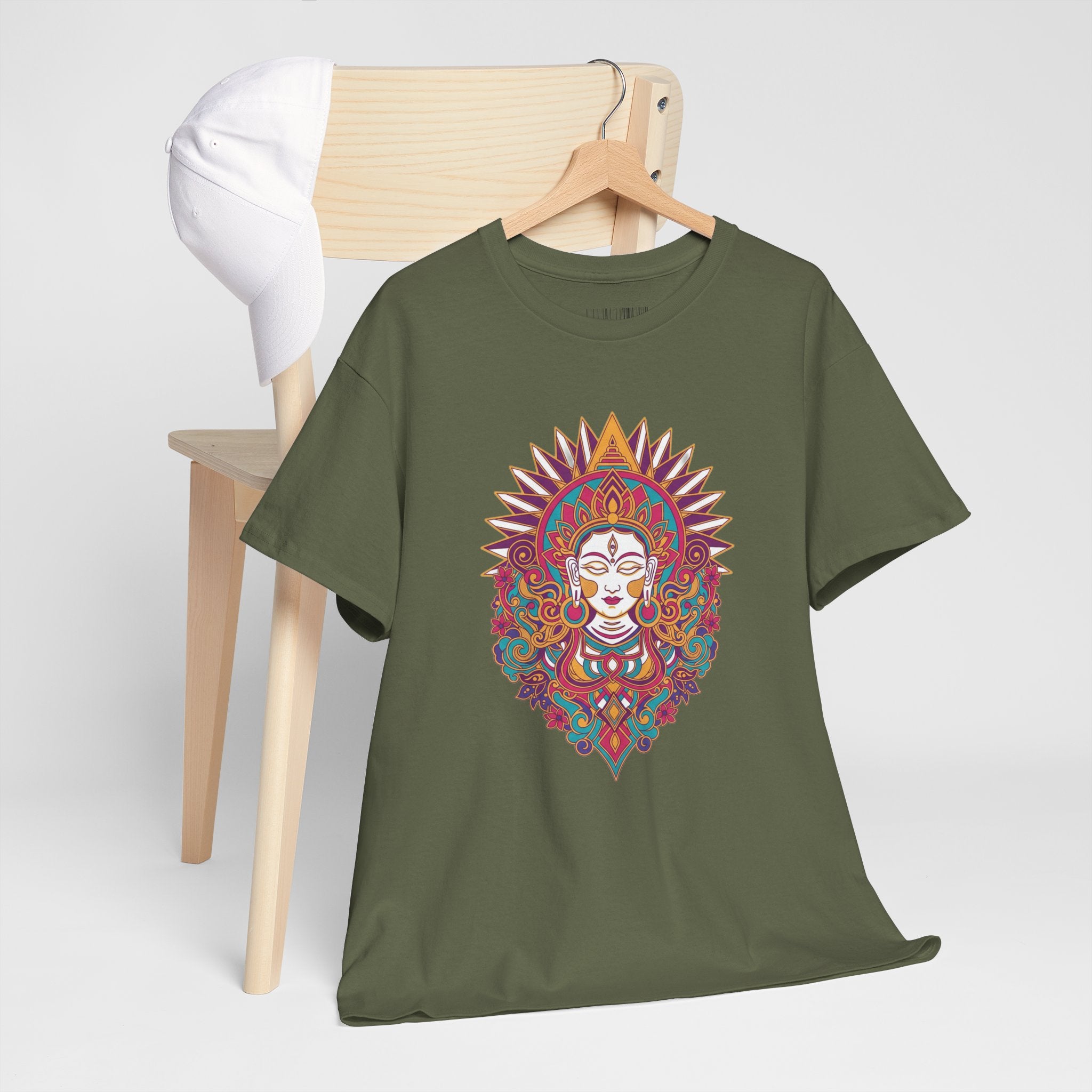 Spiritual Goddess Sun Mandala Tee — Colorful Boho Yoga T‑Shirt