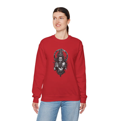 Shiva Meditation Crewneck Sweatshirt — Detailed Shiva Portrait Spiritual Yoga Pullover