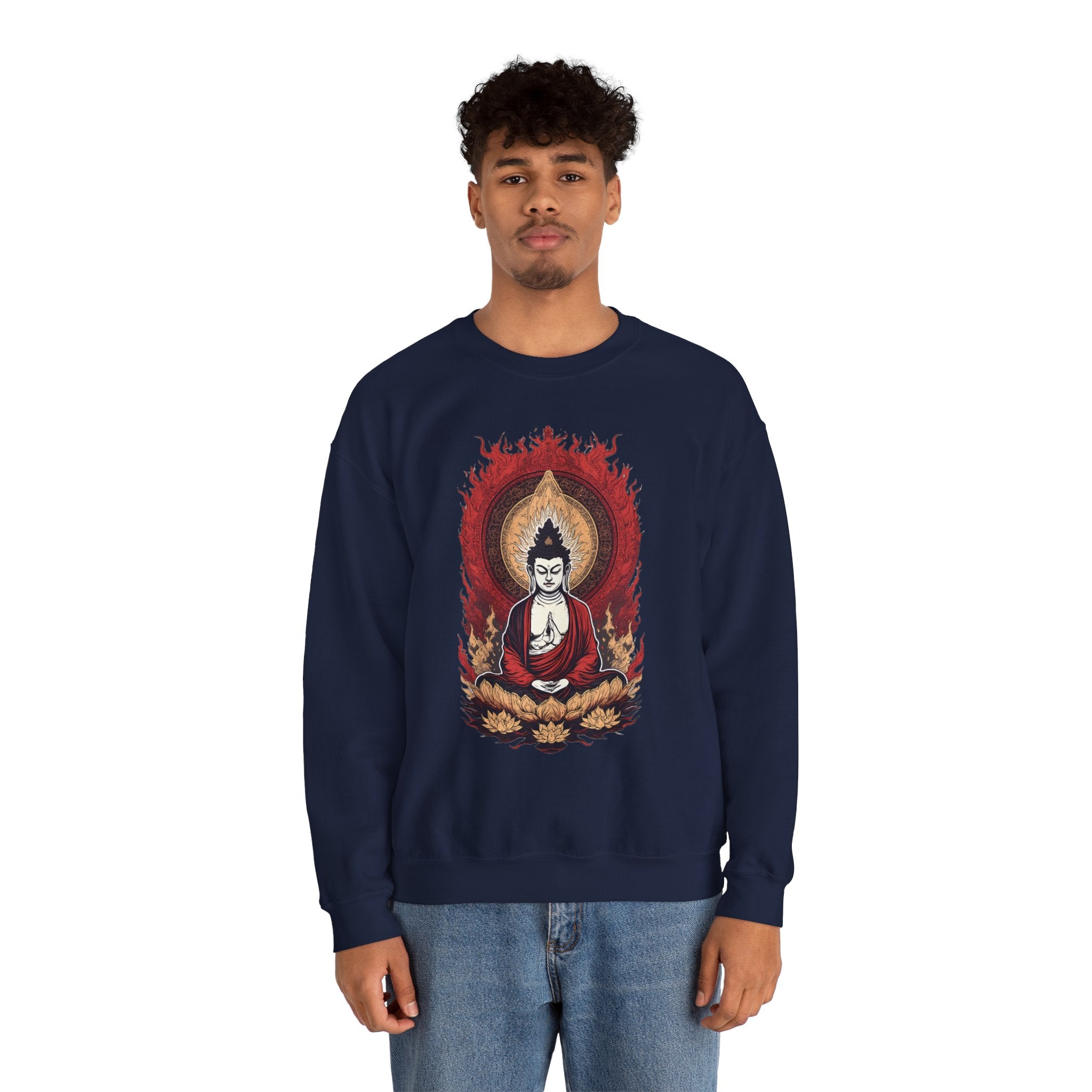 Buddha Lotus Flame Crewneck Sweatshirt