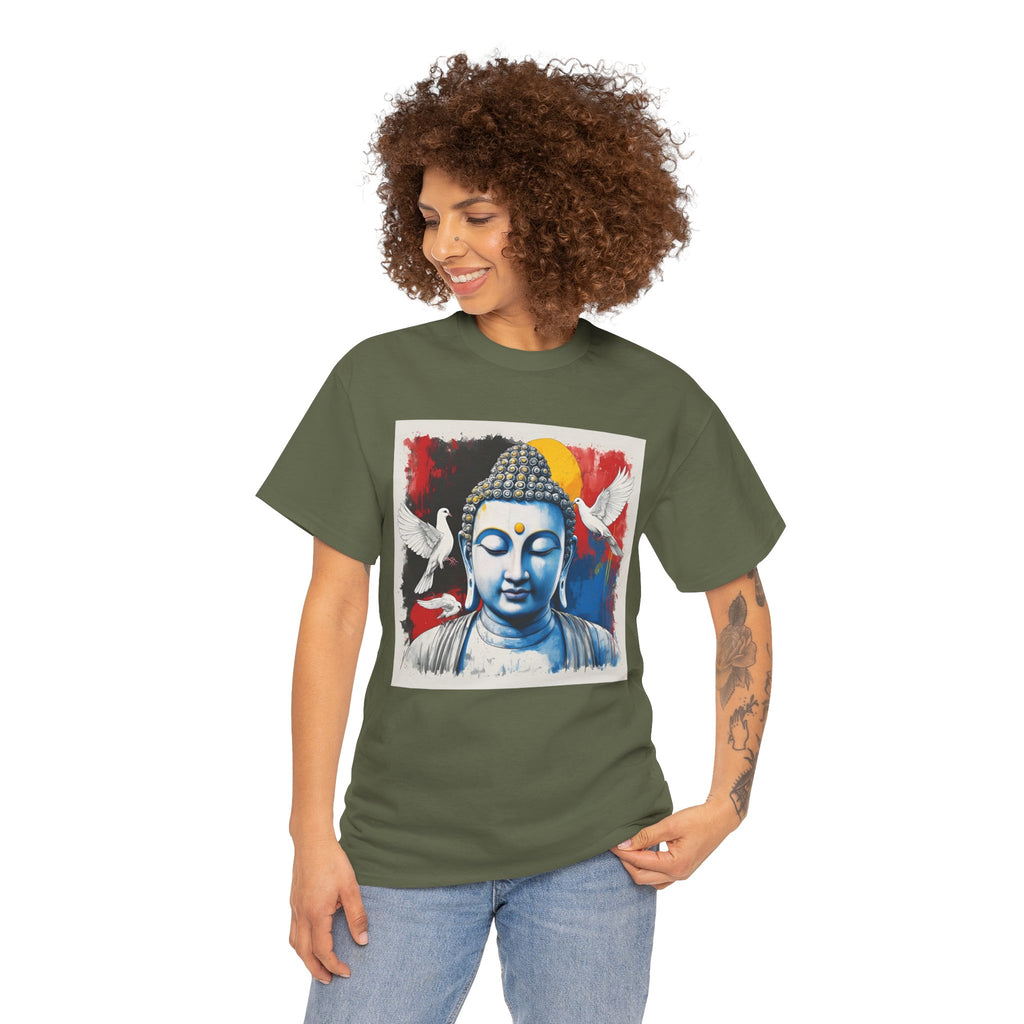 Buddha Peace Tee — Colorful Buddha & Doves Graphic T-Shirt
