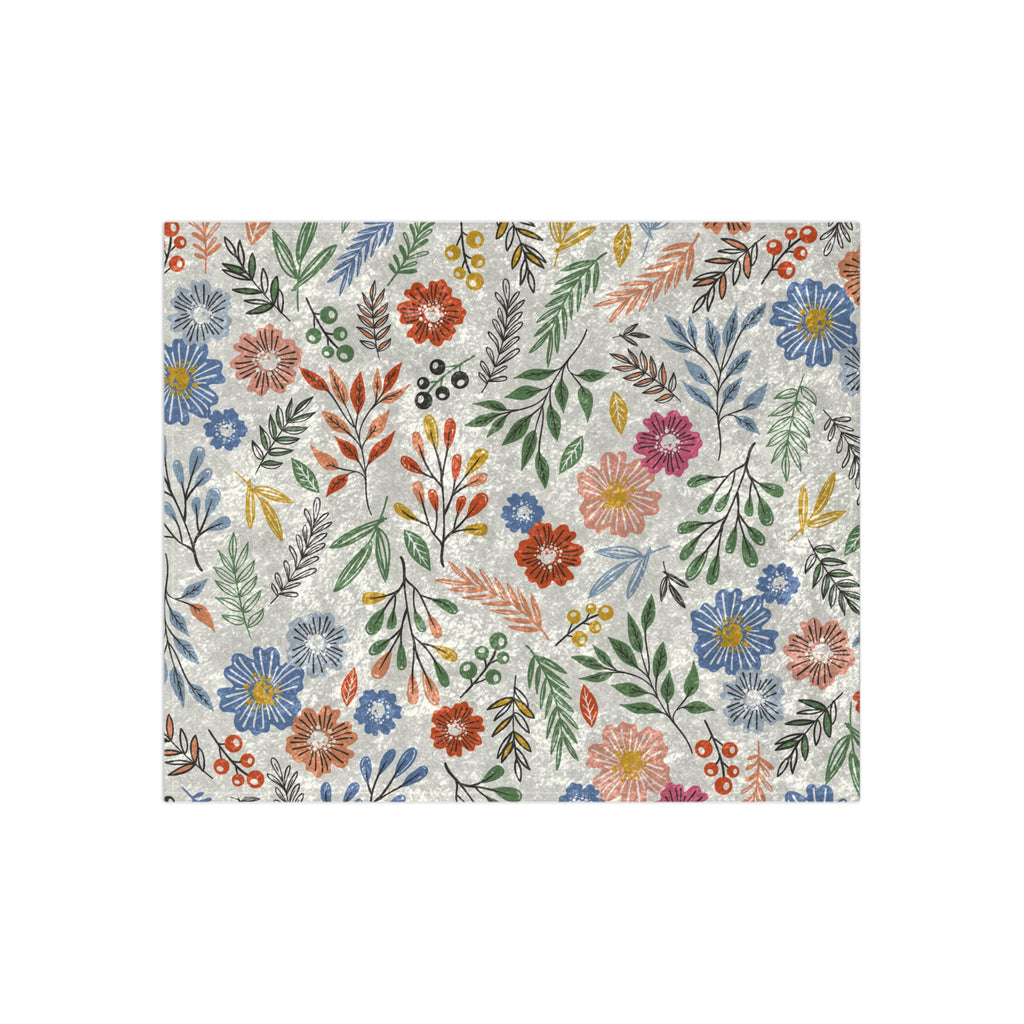 Floral Crushed Velvet Blanket — Soft Vintage Flower Throw for Cozy Home & Gifts