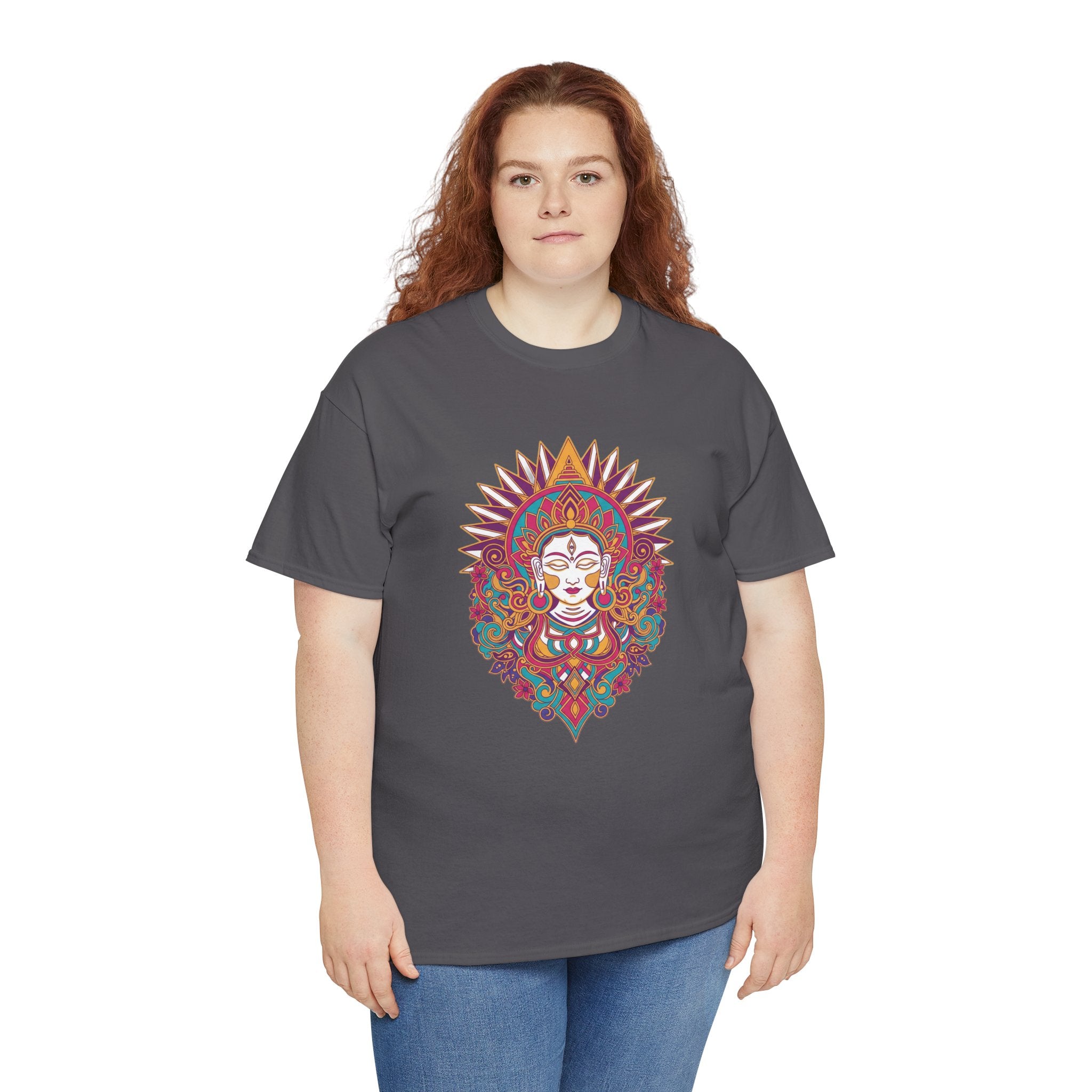 Spiritual Goddess Sun Mandala Tee — Colorful Boho Yoga T‑Shirt
