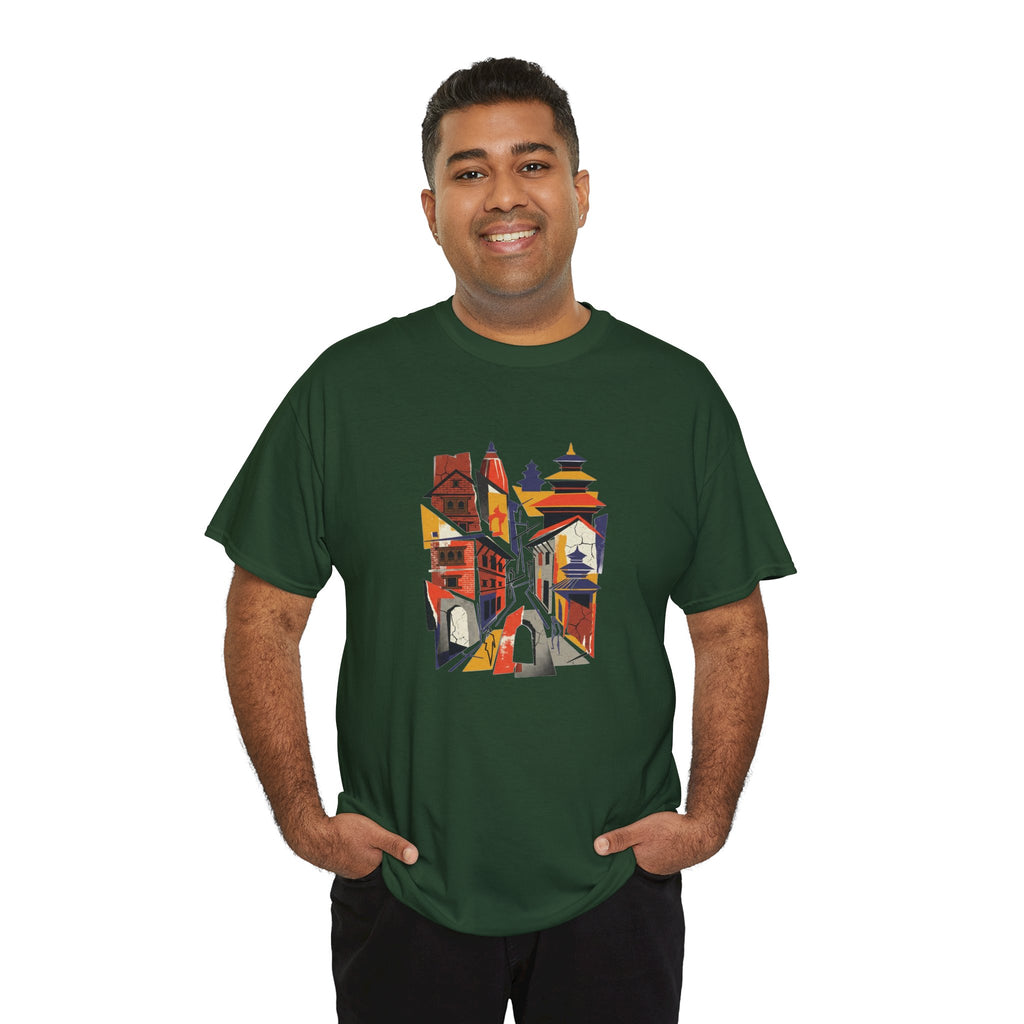Cityscape Abstract Tee — Colorful Urban Architecture Graphic T‑Shirt