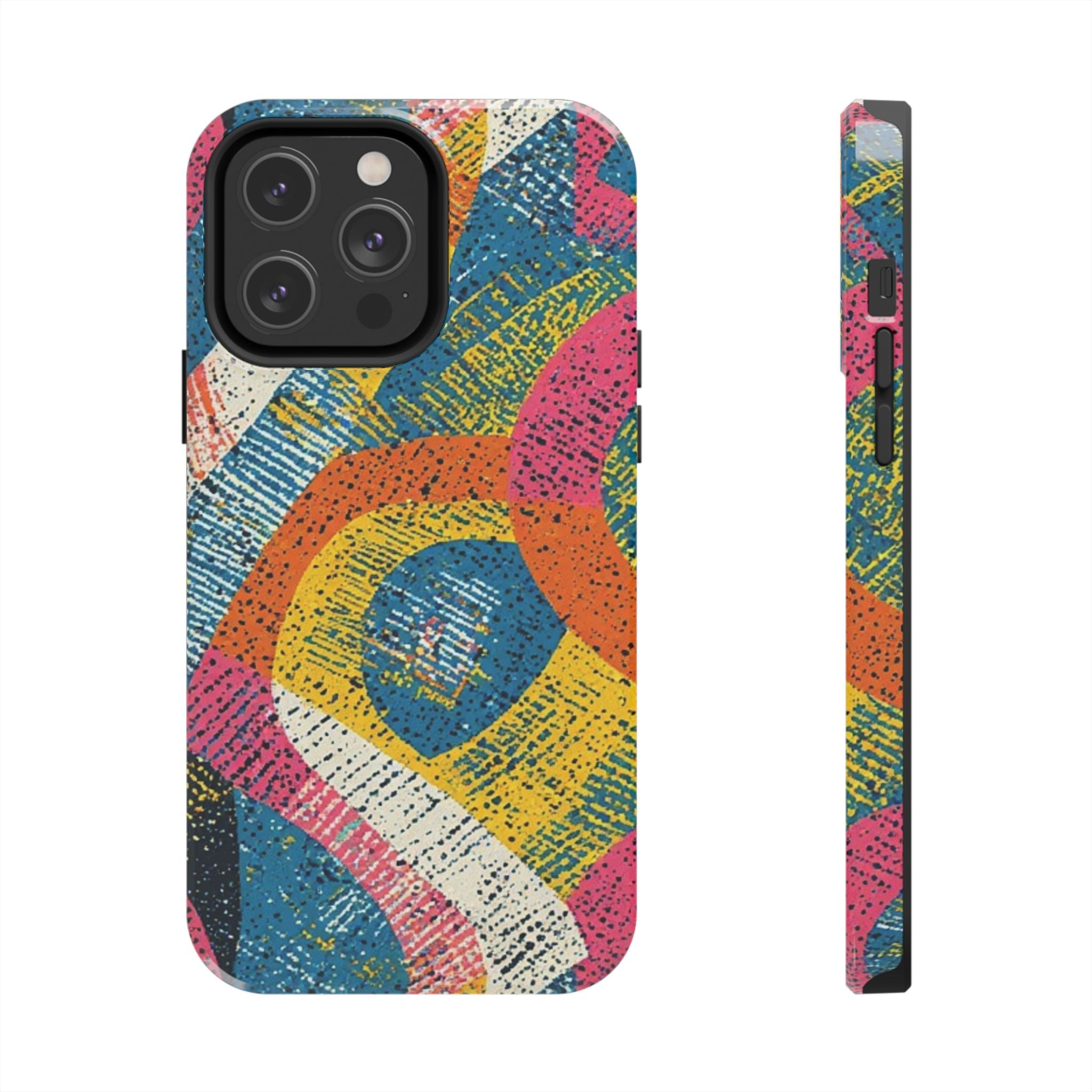 Bold Retro Abstract Tough Phone Case — Colorful Geometric Protective Cover