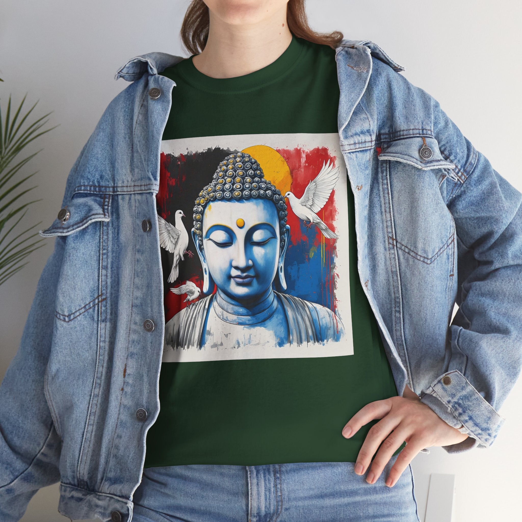 Buddha Peace Tee — Colorful Buddha & Doves Graphic T-Shirt