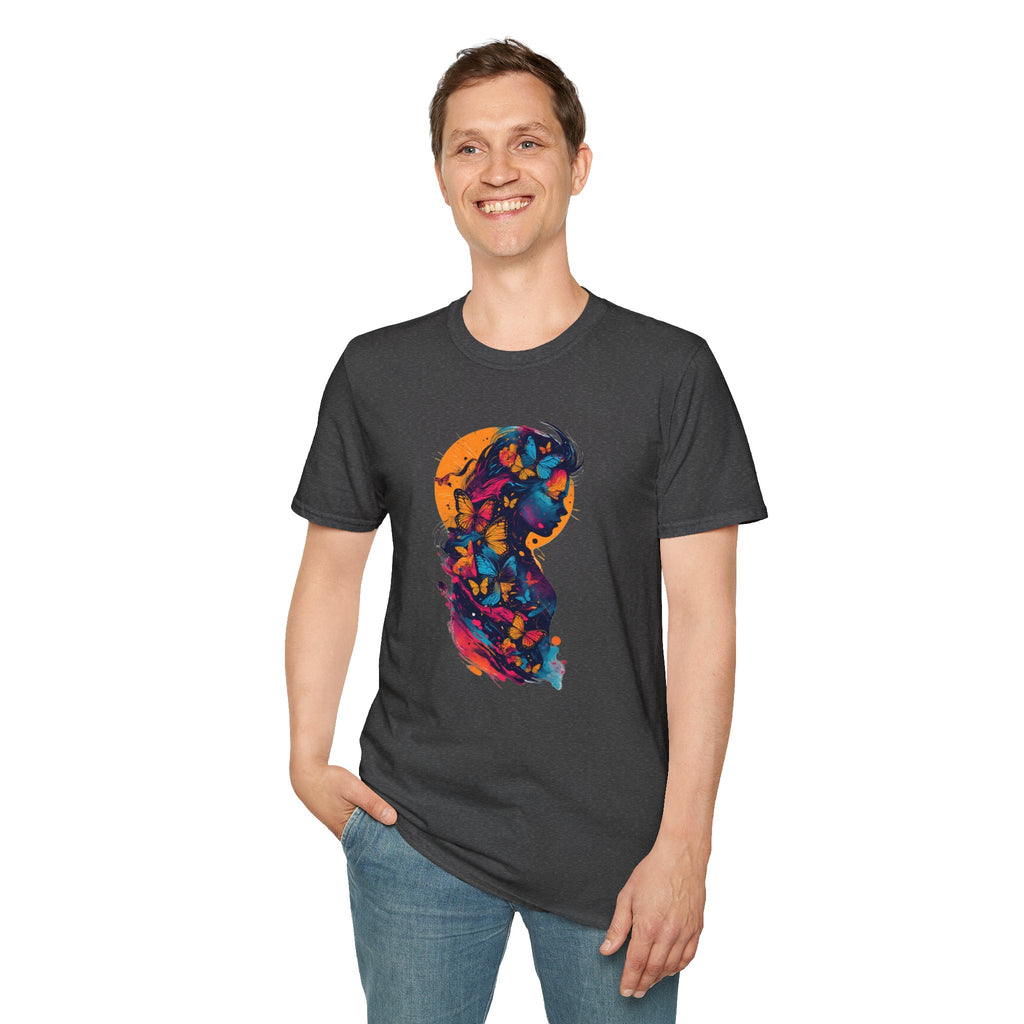Butterfly Silhouette T-Shirt — Colorful Floral Profile Tee