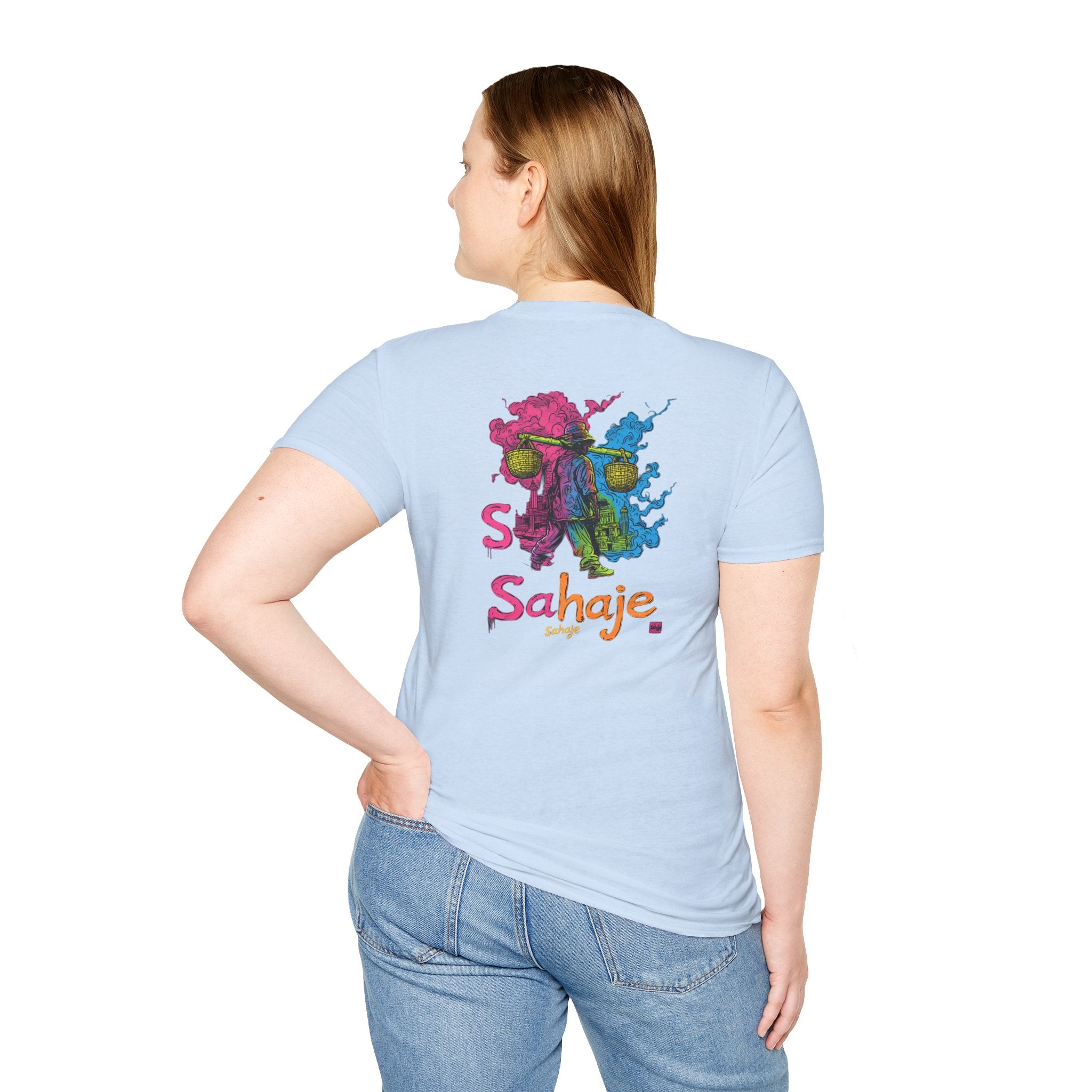 T-Shirt — Colorful Sahaje Skull Back Print
