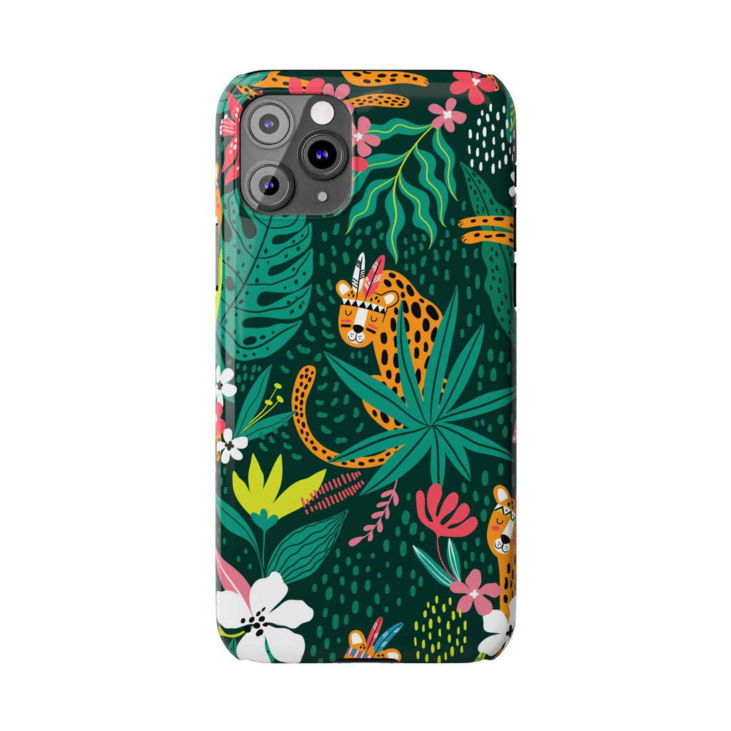 Slim Phone Case — Tropical Jungle Leopard Floral Pattern (Slim Protective Phone Cover)