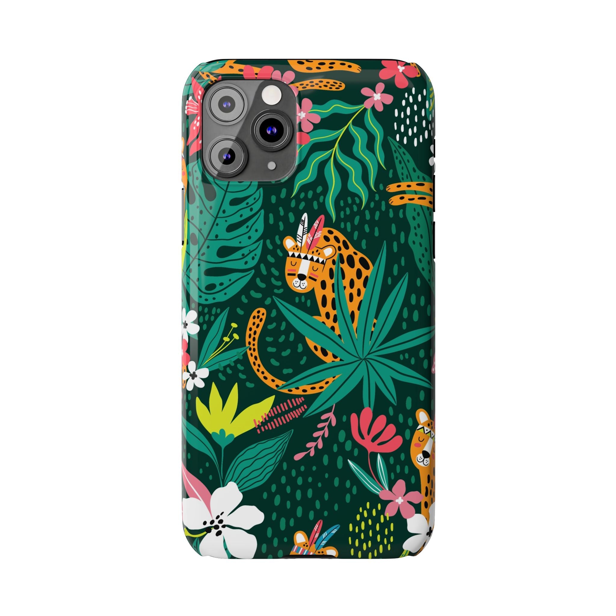 Slim Phone Case — Tropical Jungle Leopard Floral Pattern (Slim Protective Phone Cover)