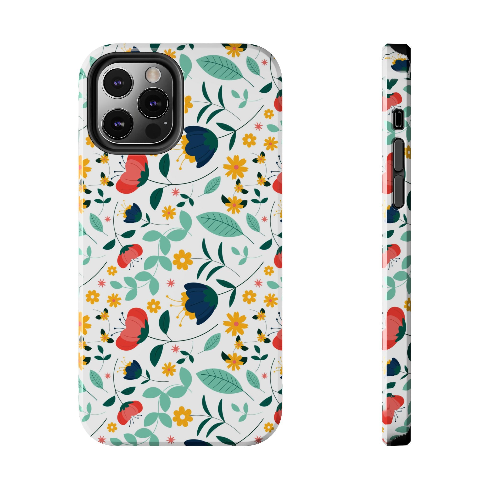 Floral Pattern Tough Phone Case — Colorful Spring Flowers Phone Cover