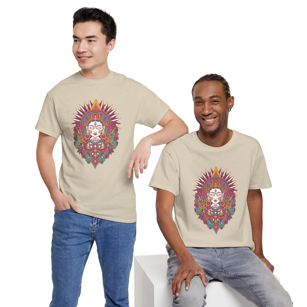 Spiritual Goddess Sun Mandala Tee — Colorful Boho Yoga T‑Shirt