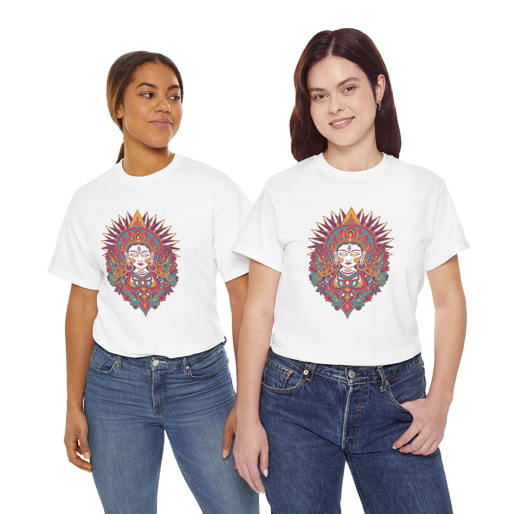 Spiritual Goddess Sun Mandala Tee — Colorful Boho Yoga T‑Shirt