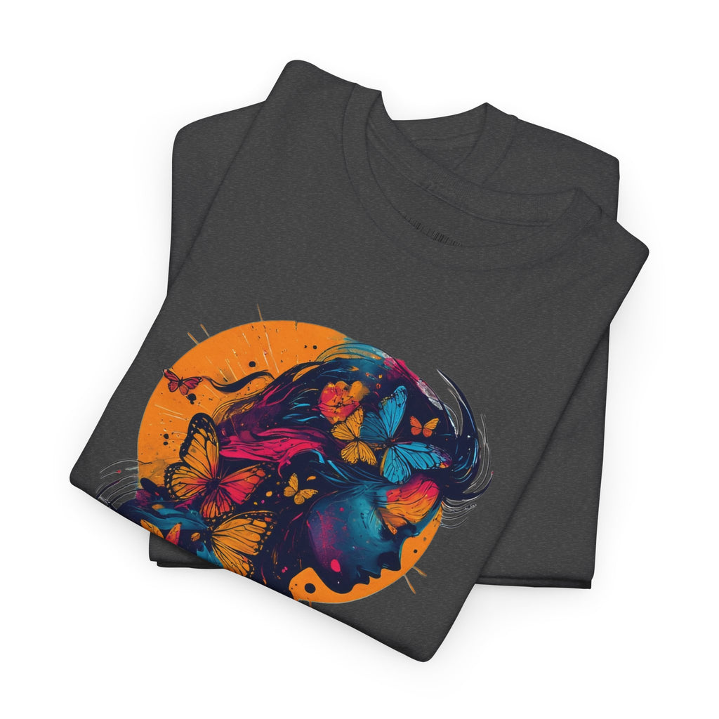 Butterfly Silhouette Graphic Tee — Colorful Maternity Profile Design