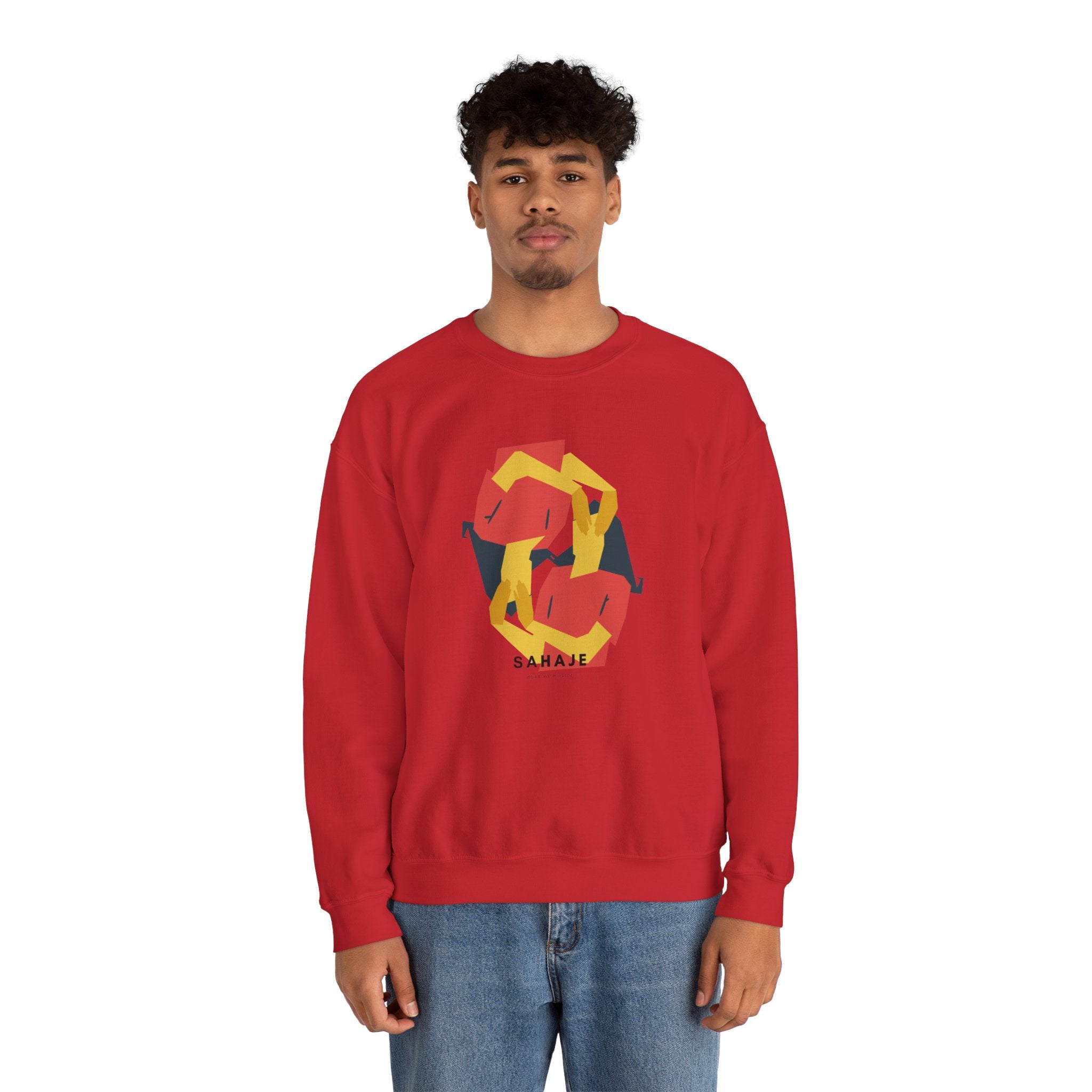 Abstract Flamingo Geometric Crewneck Sweatshirt