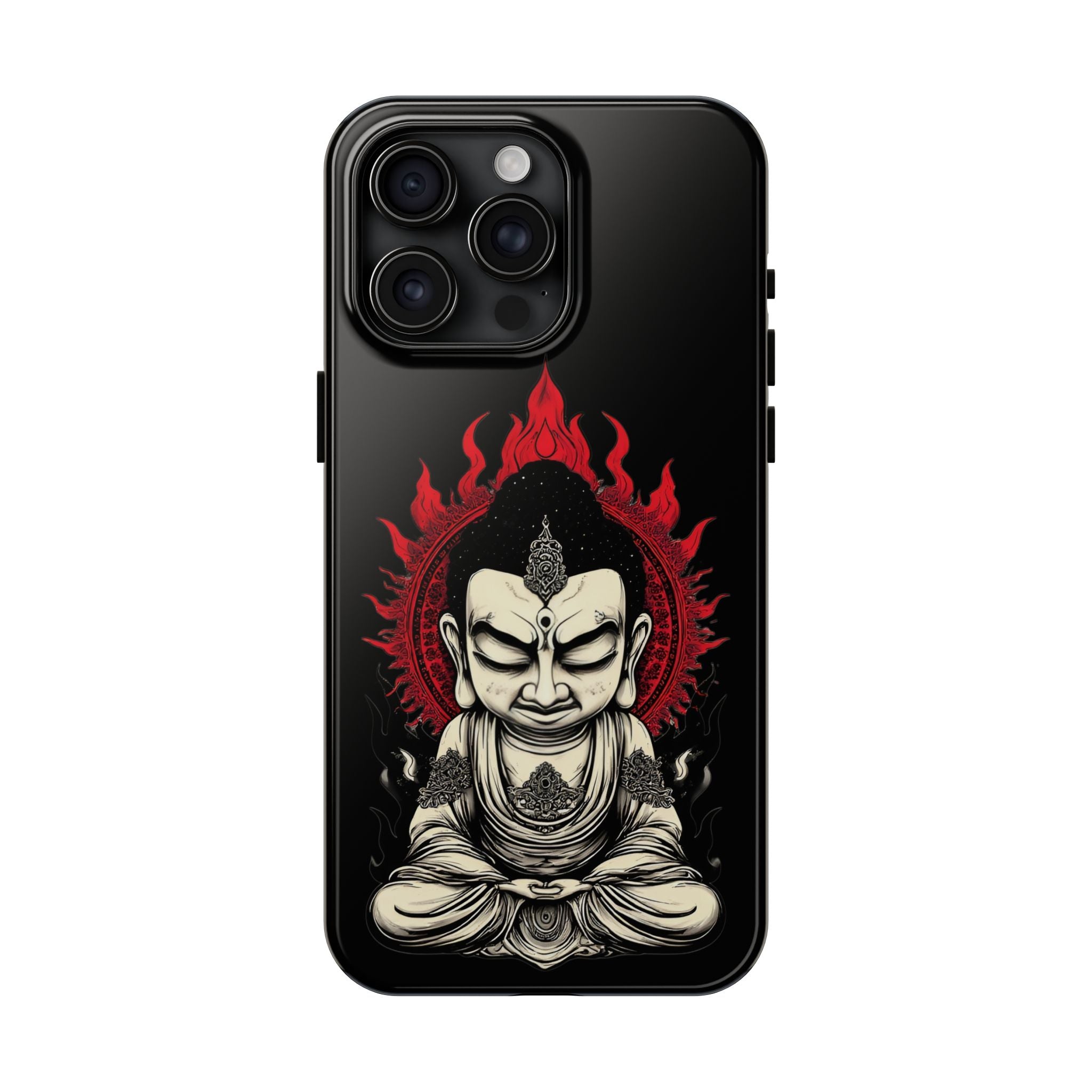 Meditative Buddha Tough Phone Case — Red Flame Zen Protection