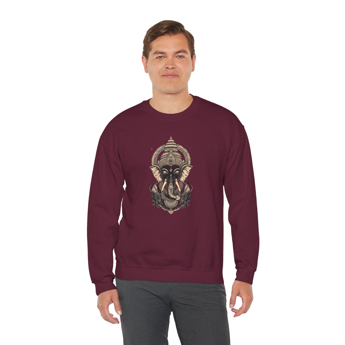 Elephant Mandala Crewneck Sweatshirt — Spiritual Indian-Inspired Graphic