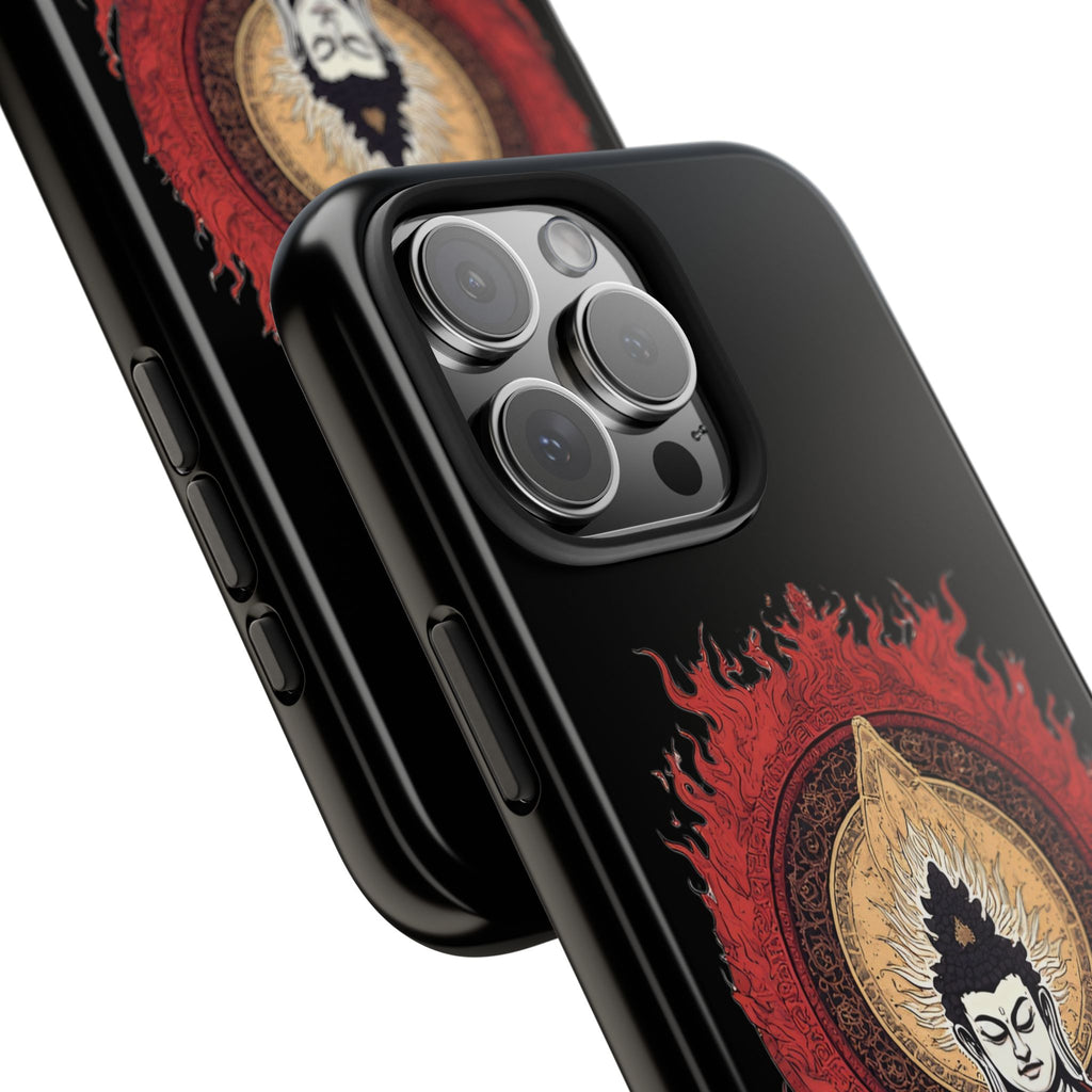 Buddha Meditation Tough Phone Case — Flame Halo Lotus Spiritual Protective Cover