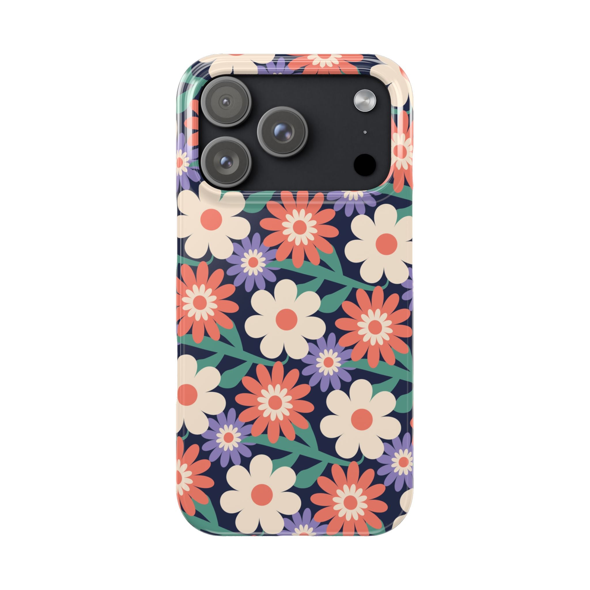 Floral Retro Slim Phone Case – Navy Ditsy Flowers