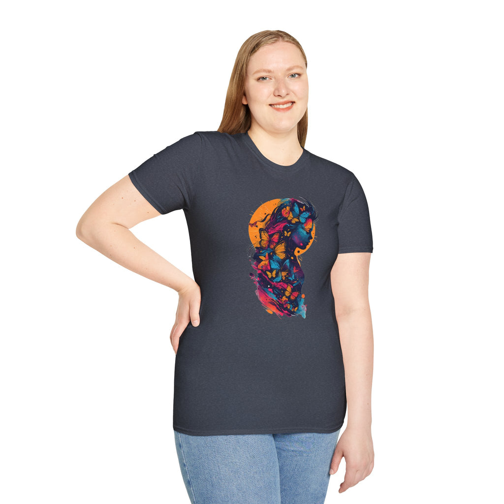 Butterfly Silhouette T-Shirt — Colorful Floral Profile Tee