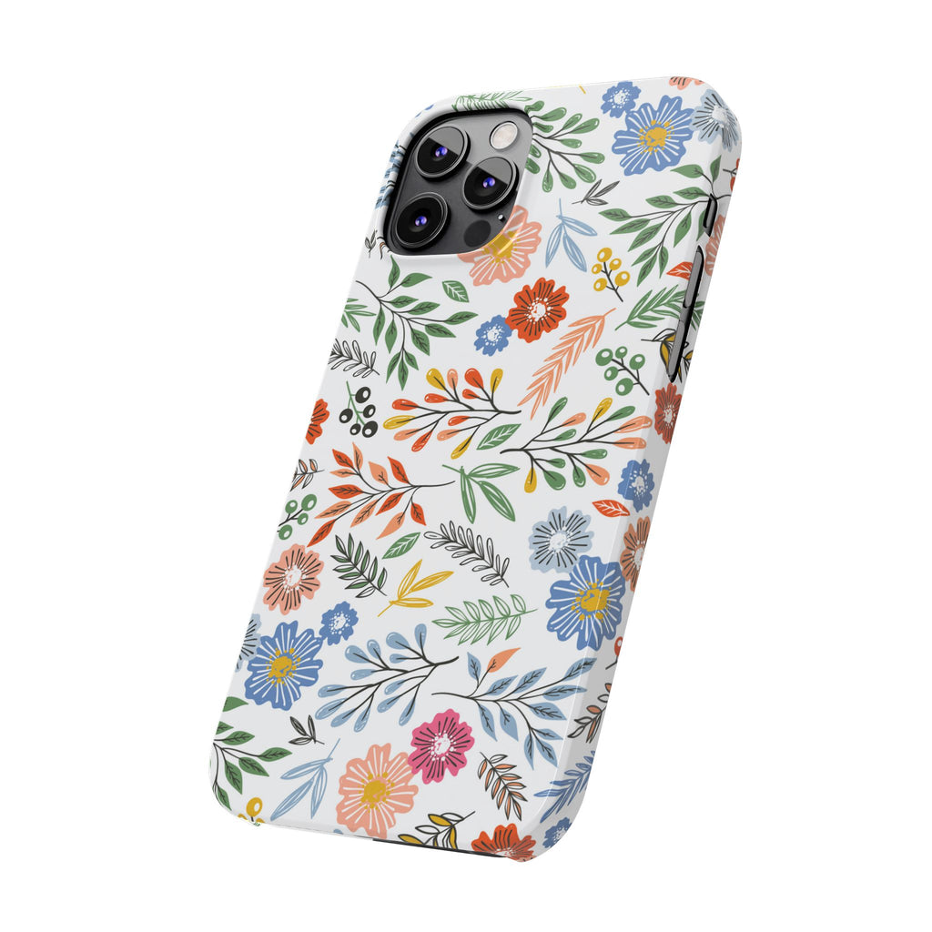 Slim Floral Phone Case — Colorful Hand-Drawn Wildflower Design